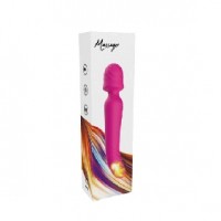 Wand Massager with Heating Function, 7 Functions EACH END, Silicone, Rechargeable, PINK